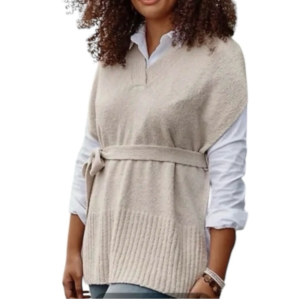 💥SALE💥J.JILL BELTED KNIT STONE PONCHO ONE SIZE EUC